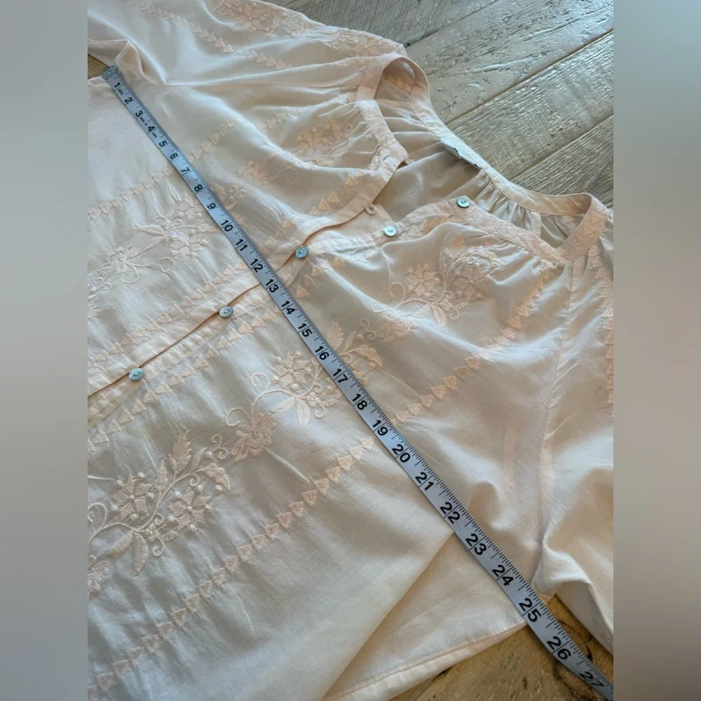 J Jill Lt Peach Women's Embroidered Blouse L - Picture 4 of 6